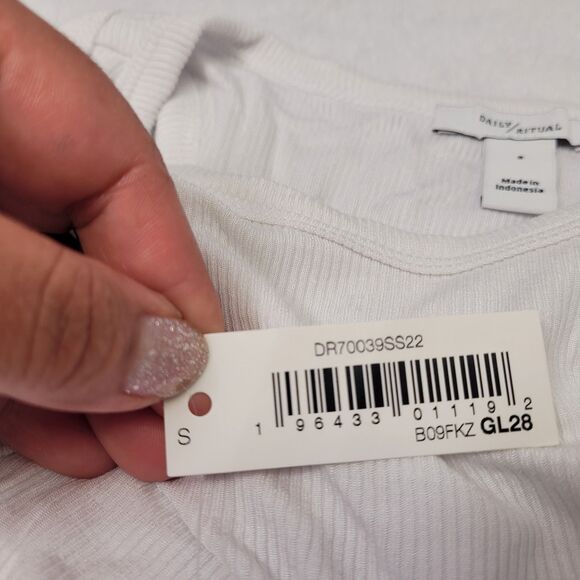 Daily Ritual Women Racerback Tank Top White Fine Rib Racerfront Shirt Small - Picture 6 of 8